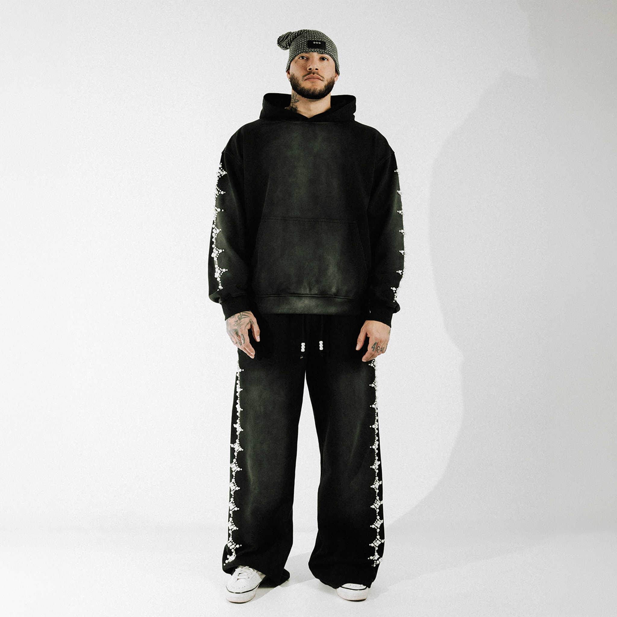 Commons Pearled Star Hoodie Vintage Black - Common Hype