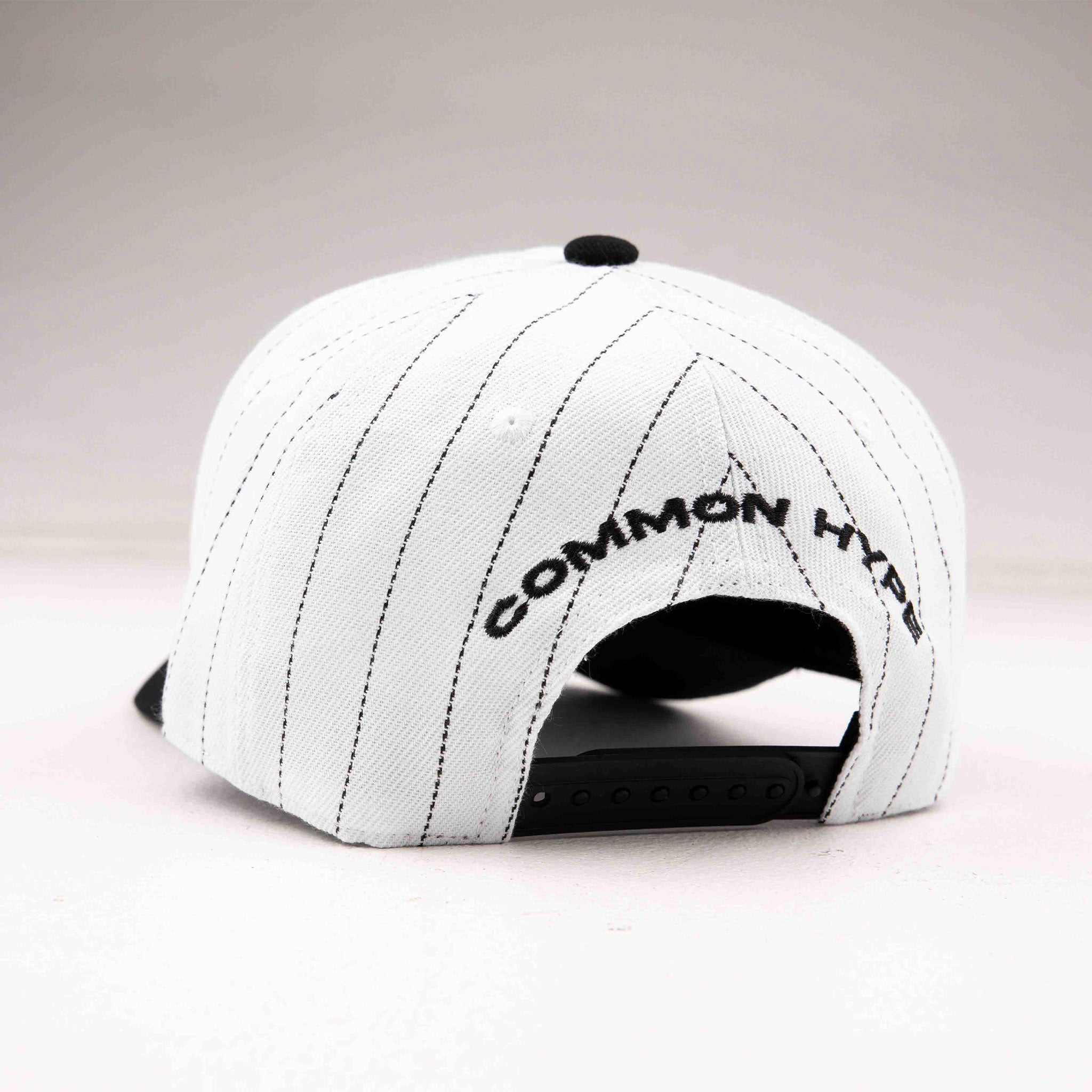 Common Hype Pinstripe Snapback Hat White - Common Hype