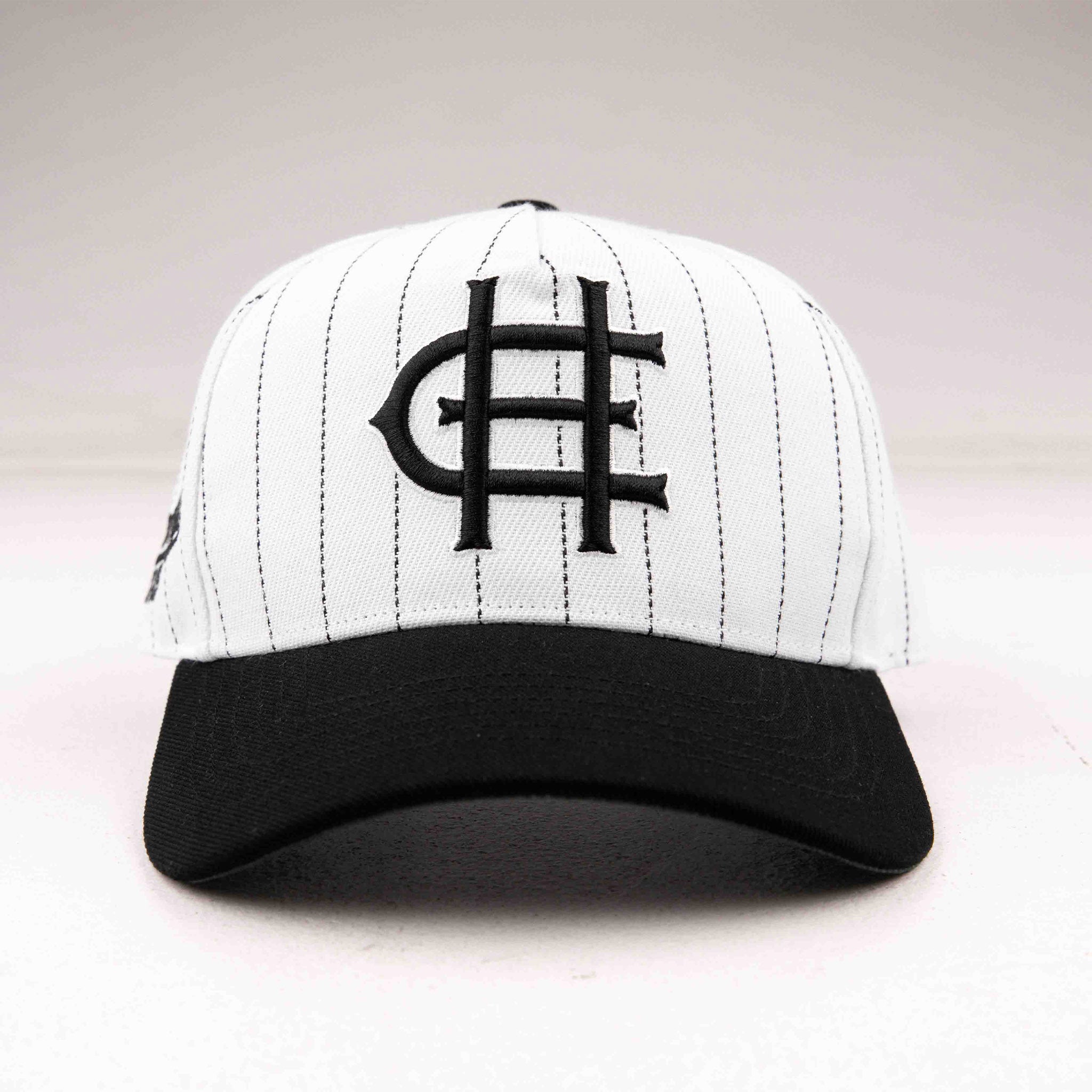 Common Hype Pinstripe Snapback Hat White - Common Hype