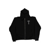 Chrome Hearts T-Bar Logo USA Zip Up Hooded Sweatshirt Black