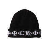 Chrome Hearts Big Daddy Cross Logo Cashmere Beanie Black/White
