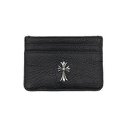 Chrome Hearts Silver Cross Black Leather Cardholder