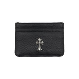 Chrome Hearts Silver Cross Black Leather Cardholder
