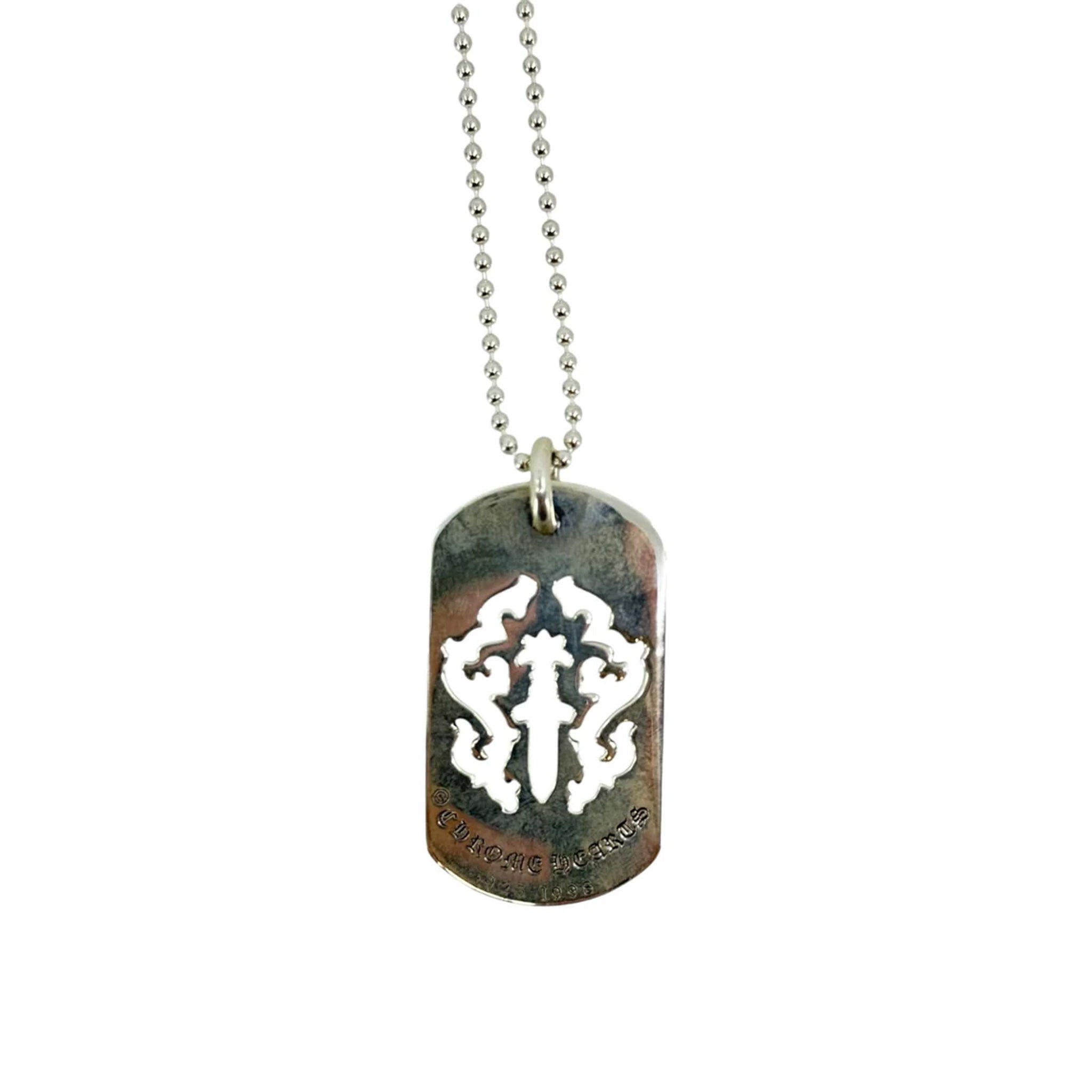 アクセサリー chrome hearts dog tag top silver925 Chrome Hearts Silver Vine Dagger Cutout Dog Tag Pendant – Common Hype