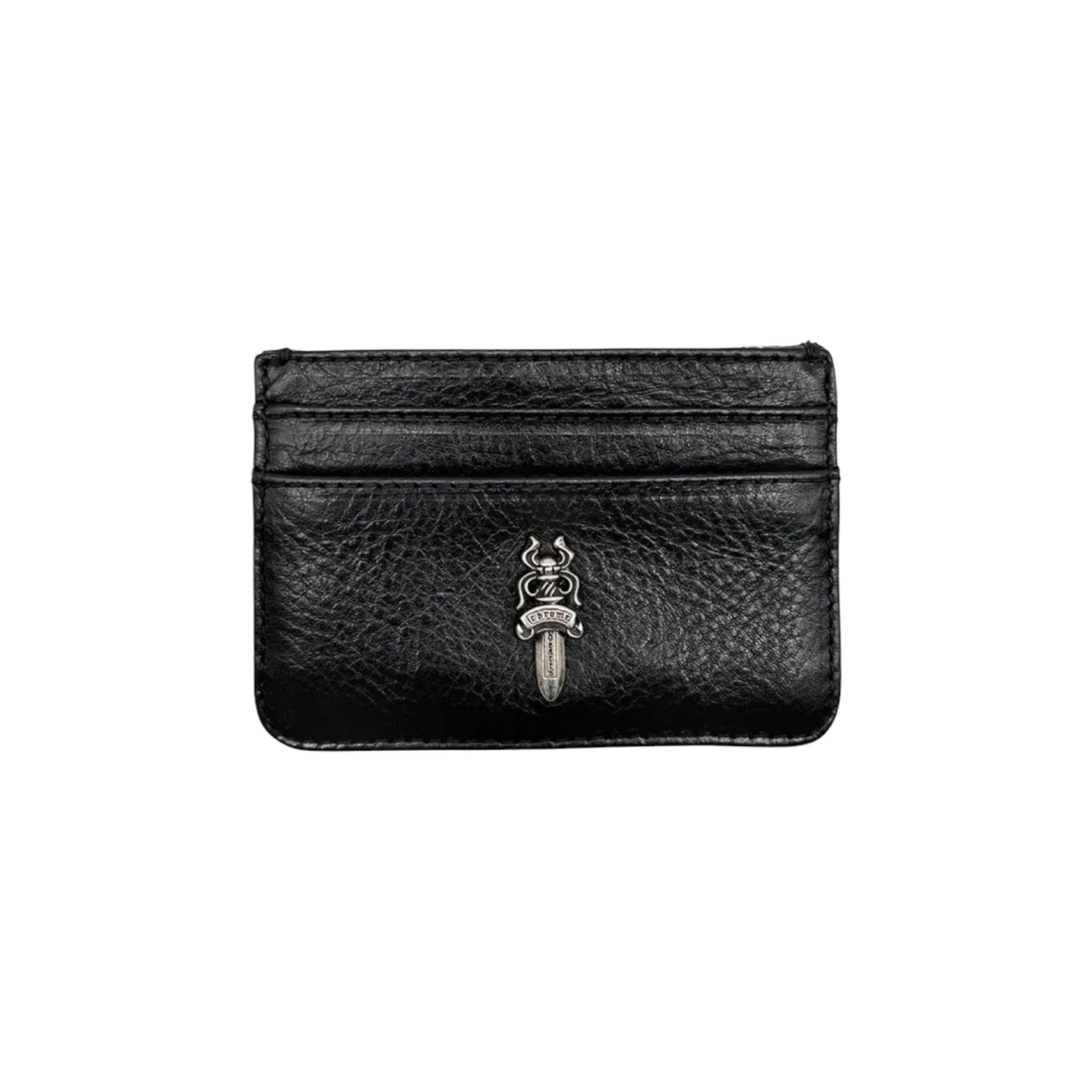 Chrome Hearts Leather Dagger Scroll Card Holder Black