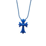 Chrome Hearts Blue Silicone Cross Pendant W/ Ball Chain Necklace