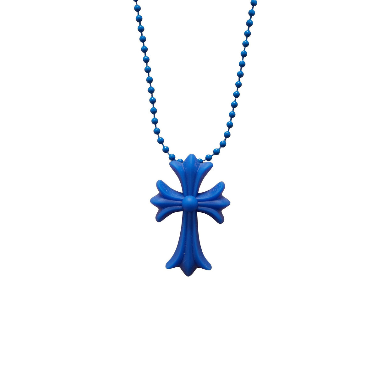 Chrome Hearts Blue Silicone Cross Pendant W/ Ball Chain 