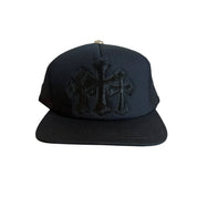 Chrome Hearts Black Triple Cross Pony Hair Trucker