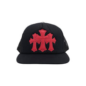Chrome Hearts Red Triple Cross Patch Trucker Cap