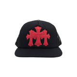 Chrome Hearts Red Triple Cross Patch Trucker Cap