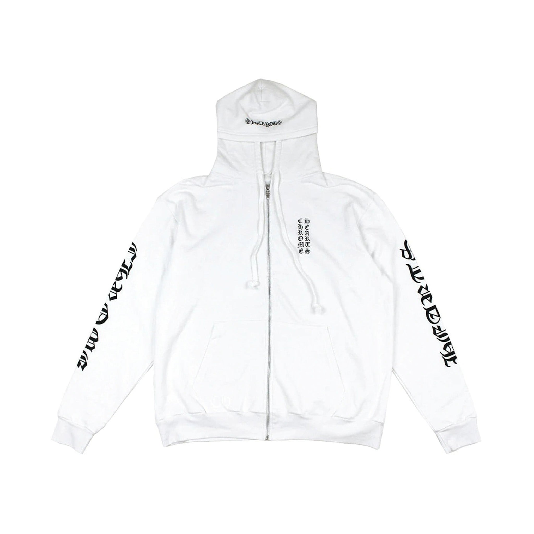 Chrome Hearts Vertical Logo White/Black Hood Zip Up Hoodie