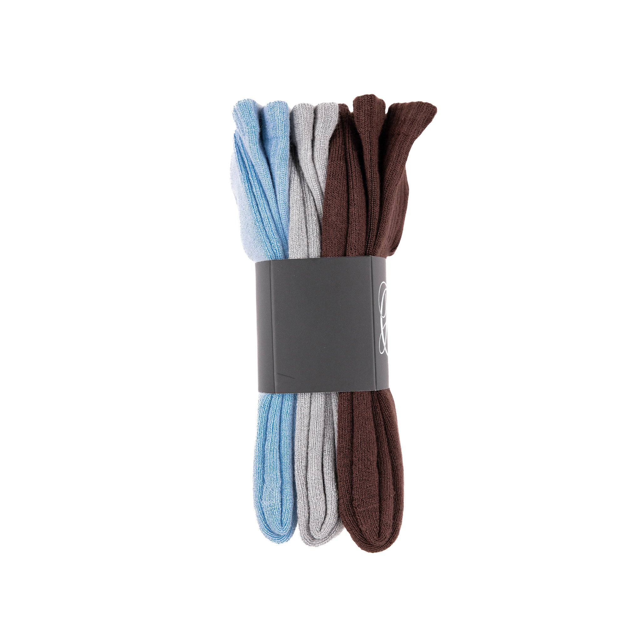 Common Hype Tonal Embroidered Sock Brown, Grey, Blue (3-Pack) - Common Hype