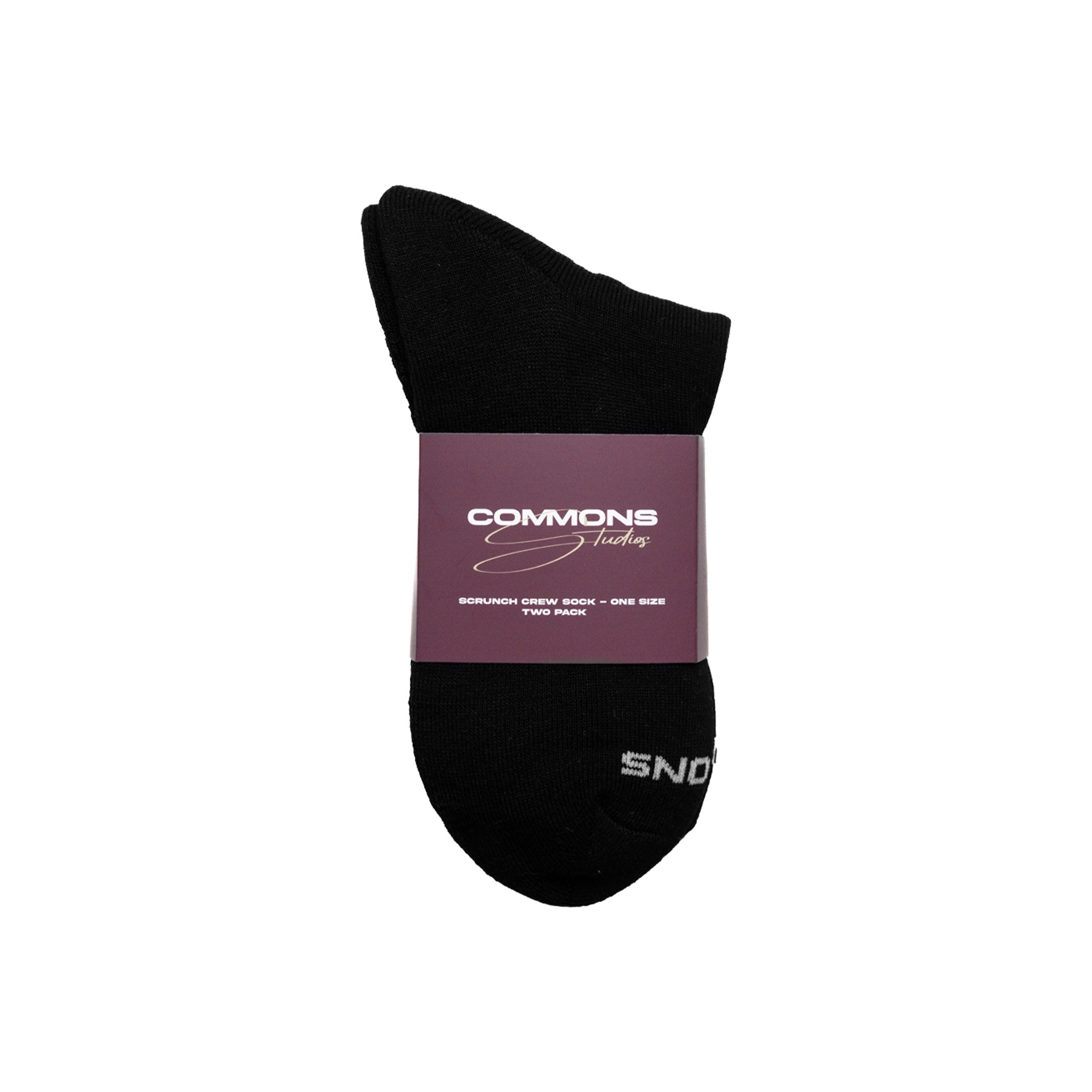 Commons Scrunch Crew Sock Black & Cream (2-Pack) - Common Hype