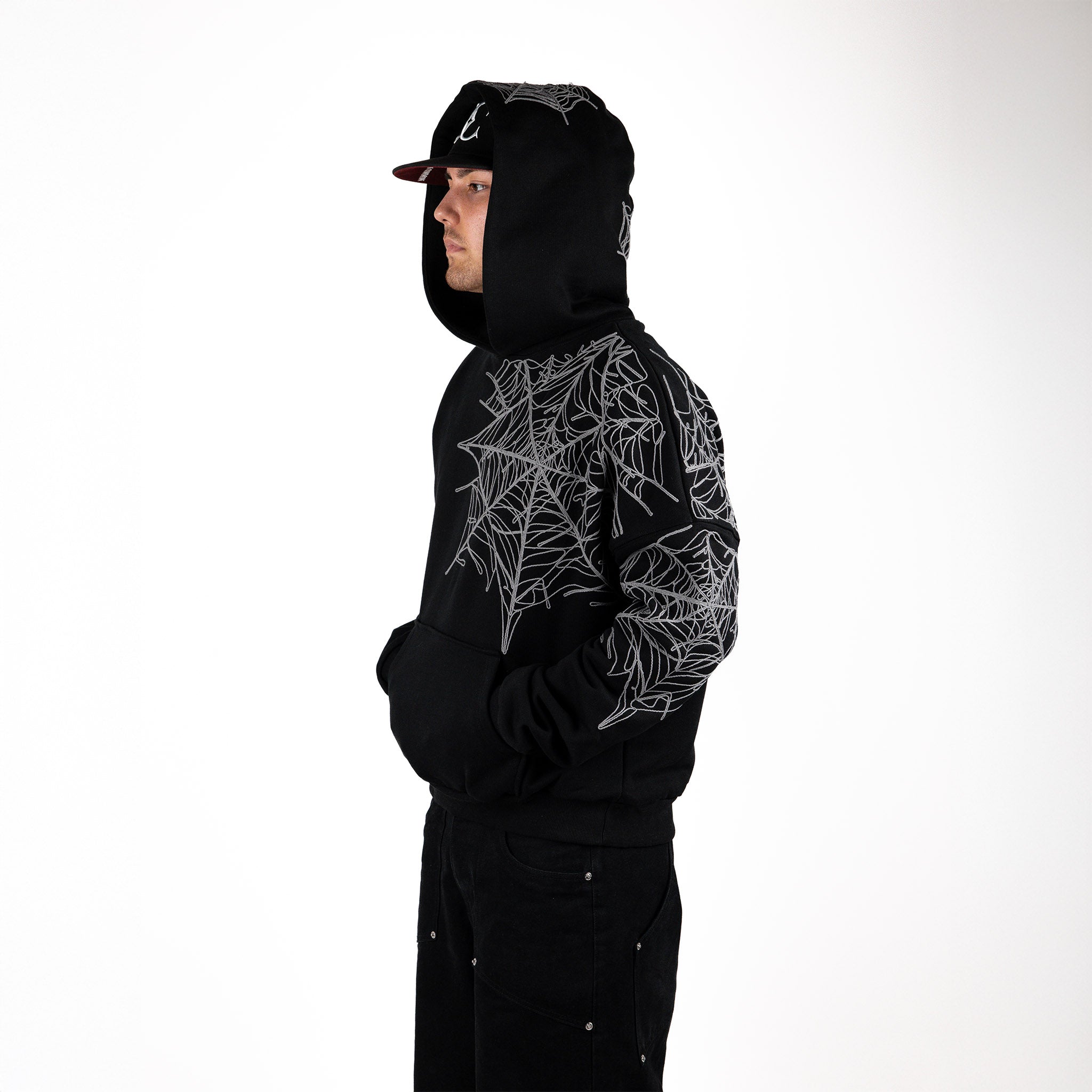 Commons Star Spider Web Hoodie Black - Common Hype
