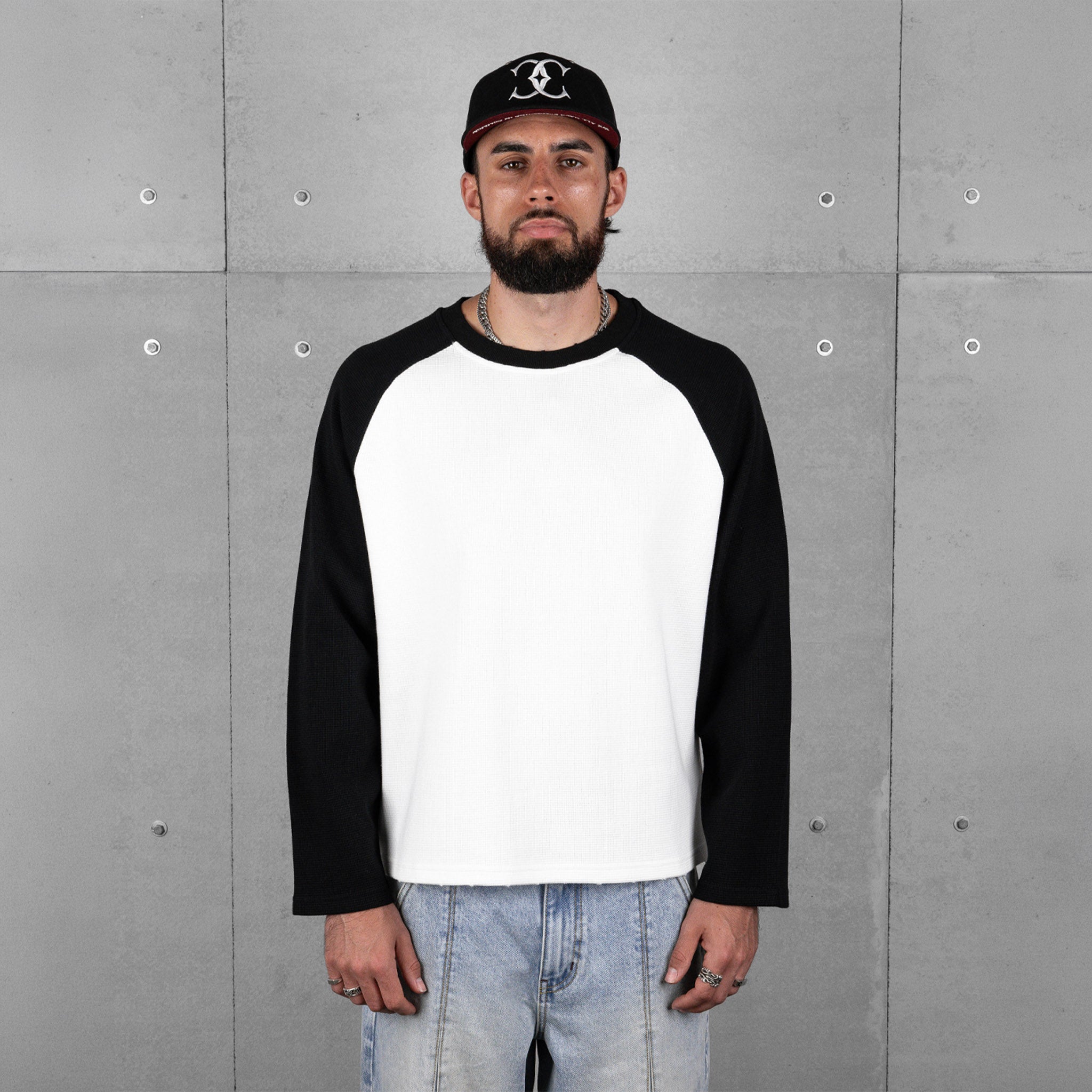 Commons Studios Waffle Thermal Long Sleeve Black/White