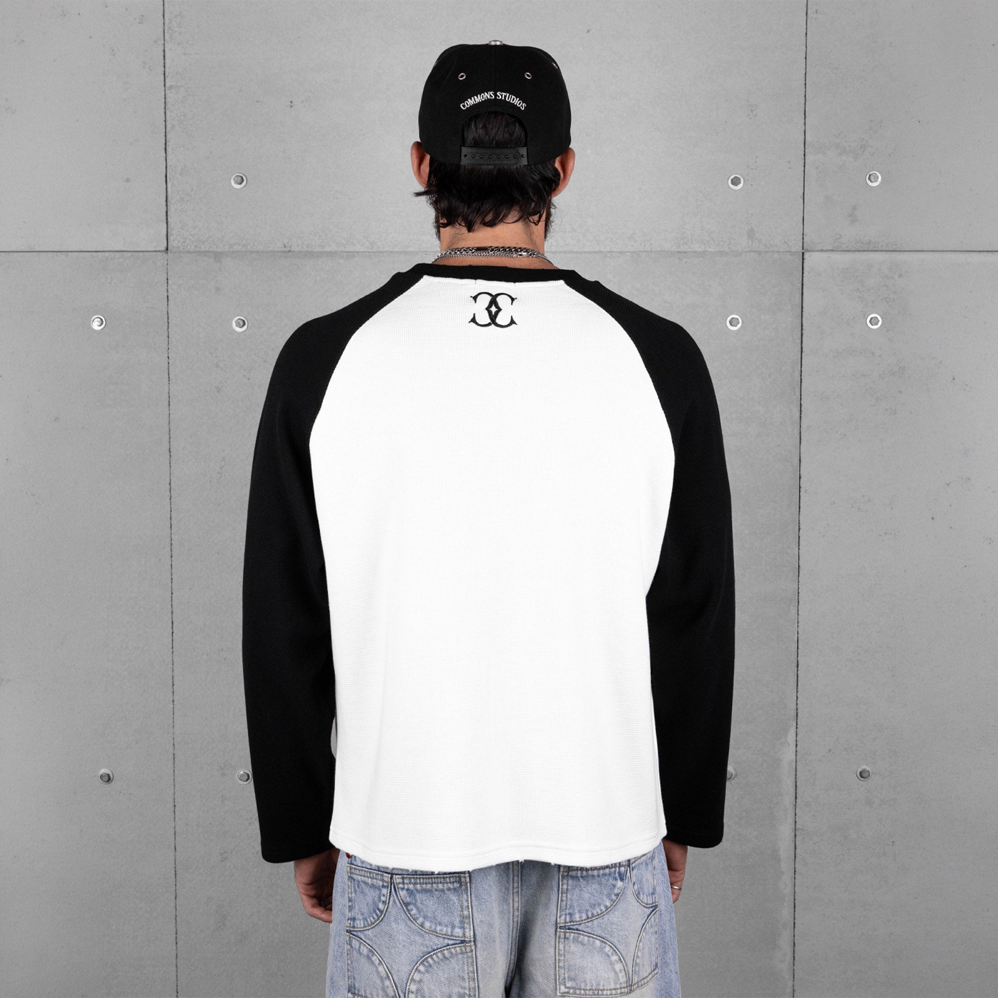 Commons Studios Waffle Thermal Long Sleeve Black/White