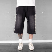 Commons Pearled Star Sweatshort Vintage Black