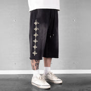 Commons Pearled Star Sweatshort Vintage Black
