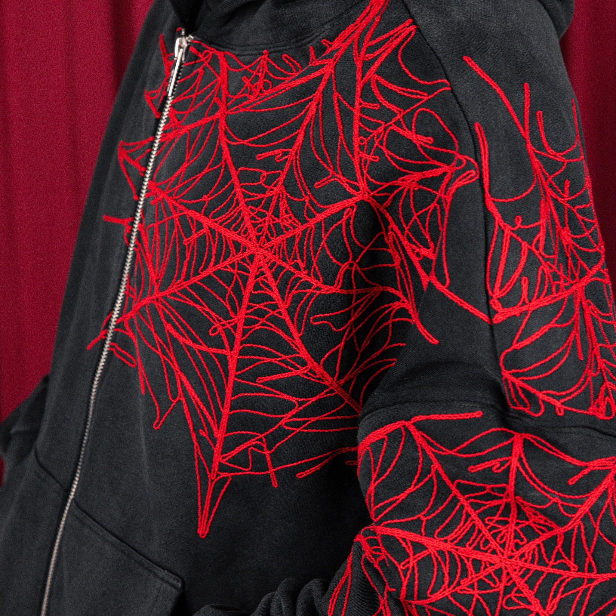 Commons Spider Zip-Up Hoodie Vintage Black