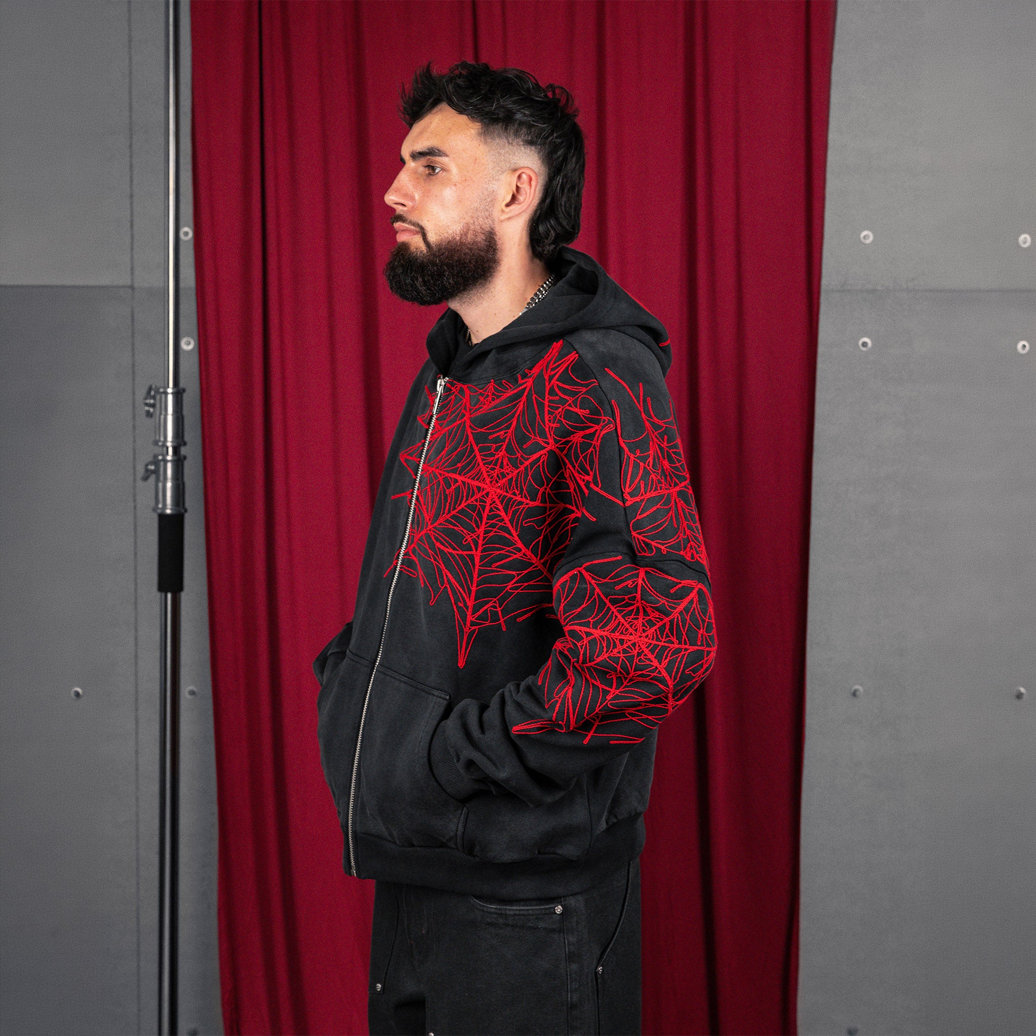 Commons Spider Zip-Up Hoodie Vintage Black