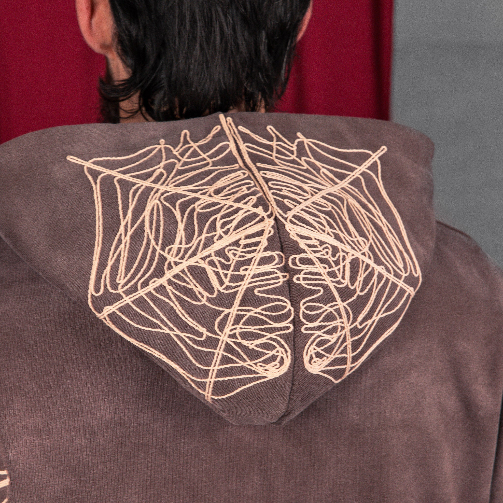 Commons Spider Zip-Up Hoodie Vintage Brown