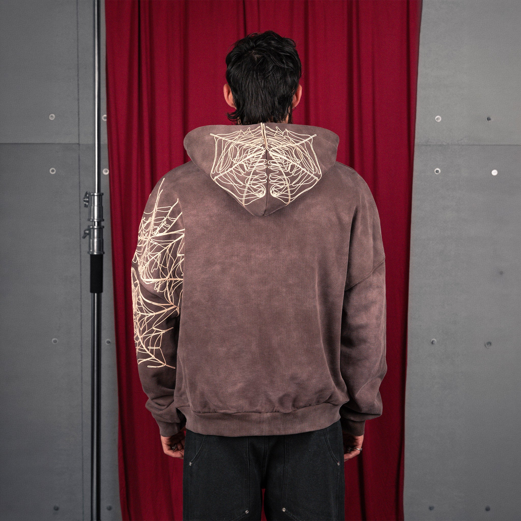 Commons Spider Zip-Up Hoodie Vintage Brown