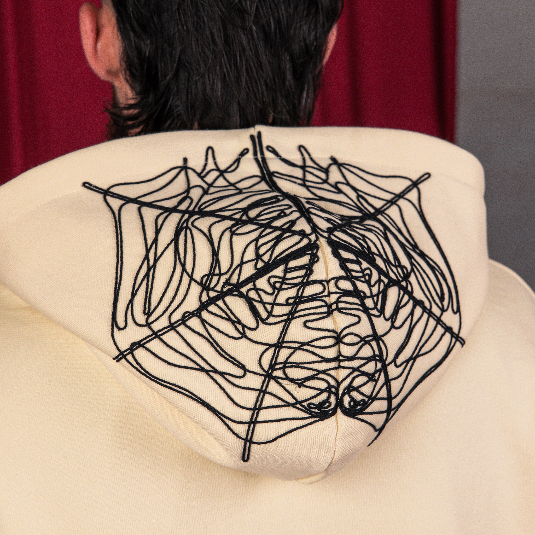 Commons Spider Zip-Up Hoodie Cream