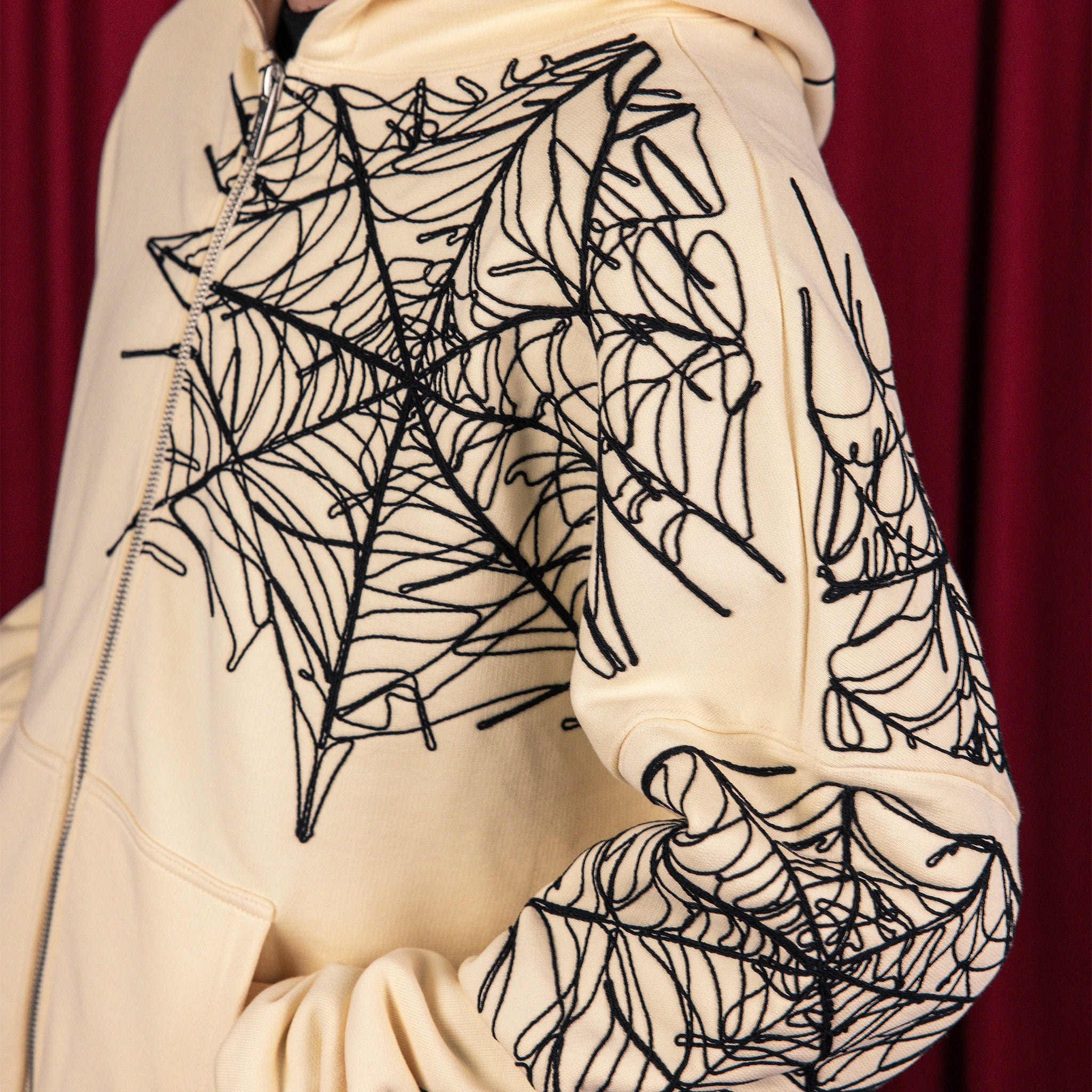 Commons Spider Zip-Up Hoodie Cream