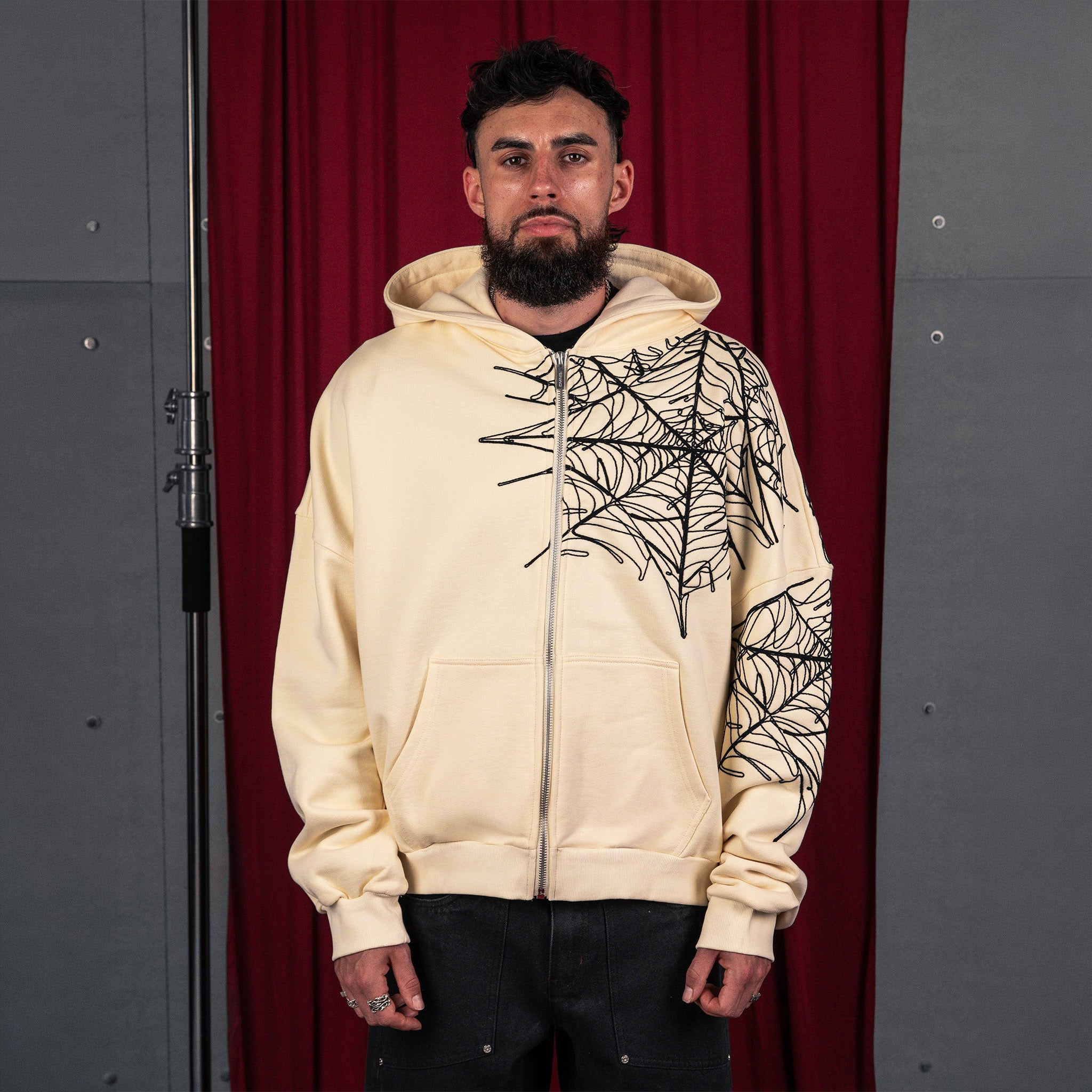 Commons Spider Zip-Up Hoodie Cream