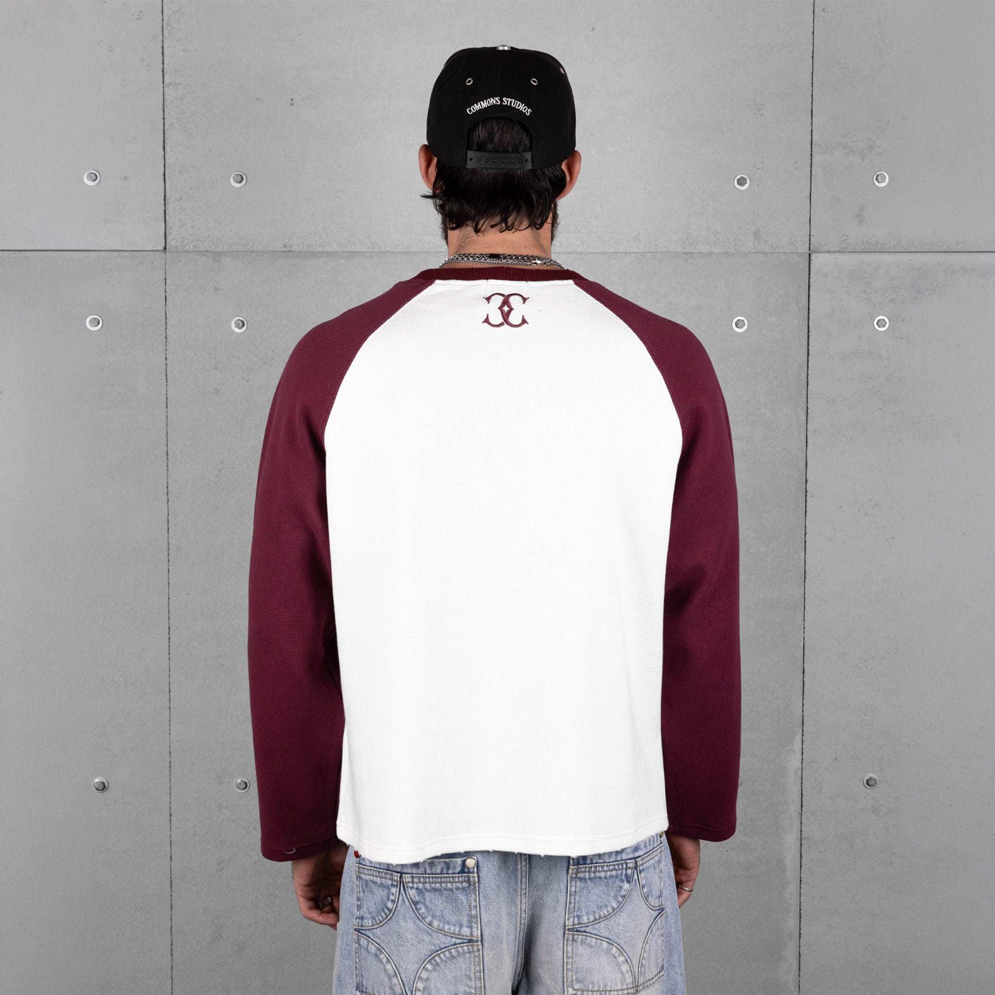 Commons Studios Waffle Thermal Long Sleeve Plum/White