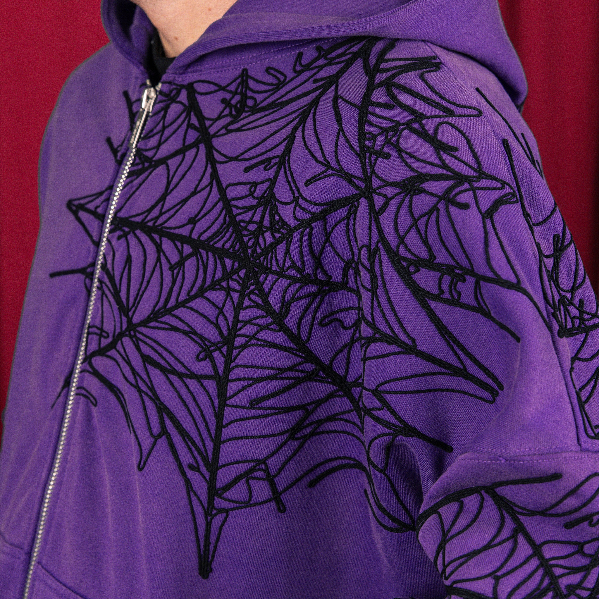 Commons Spider Zip-Up Hoodie Vintage Purple