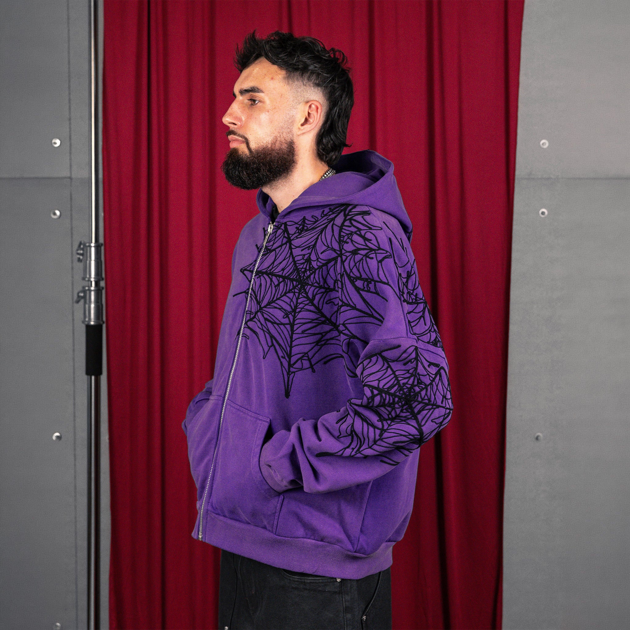 Commons Spider Zip-Up Hoodie Vintage Purple