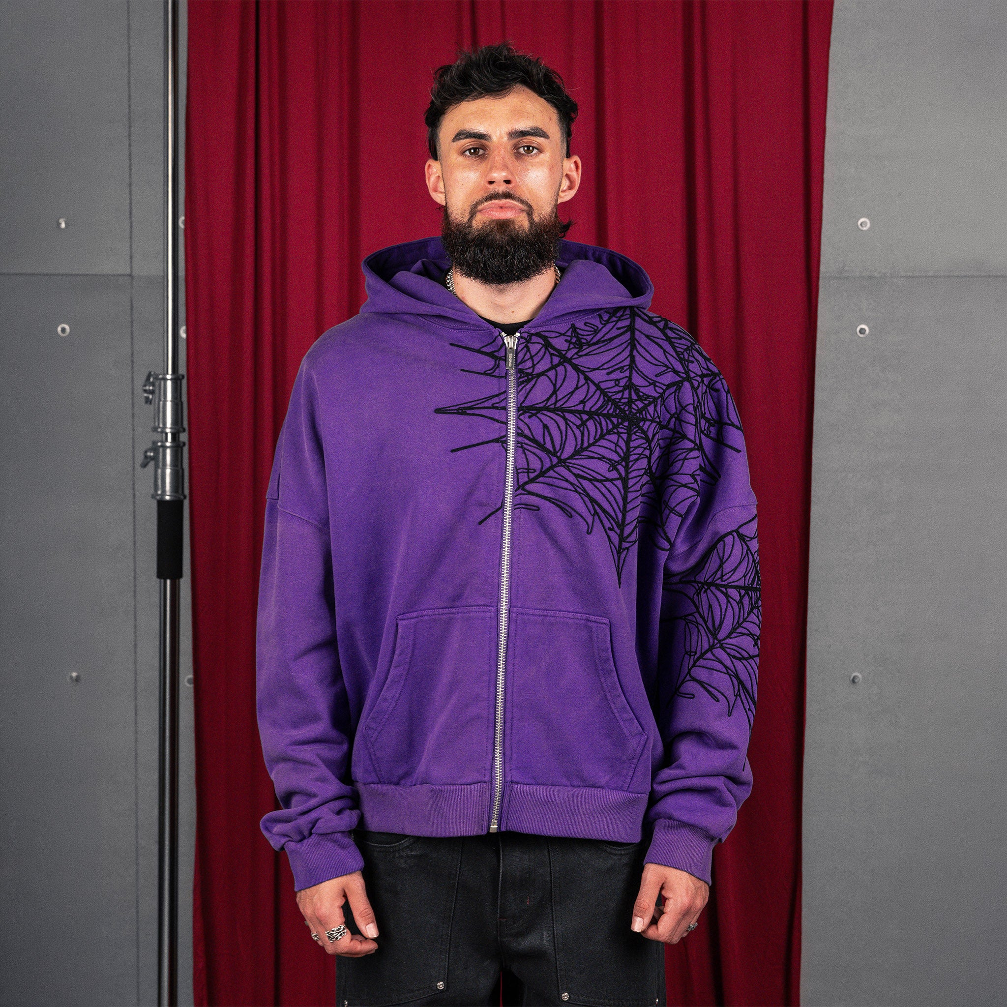 Commons Spider Zip-Up Hoodie Vintage Purple