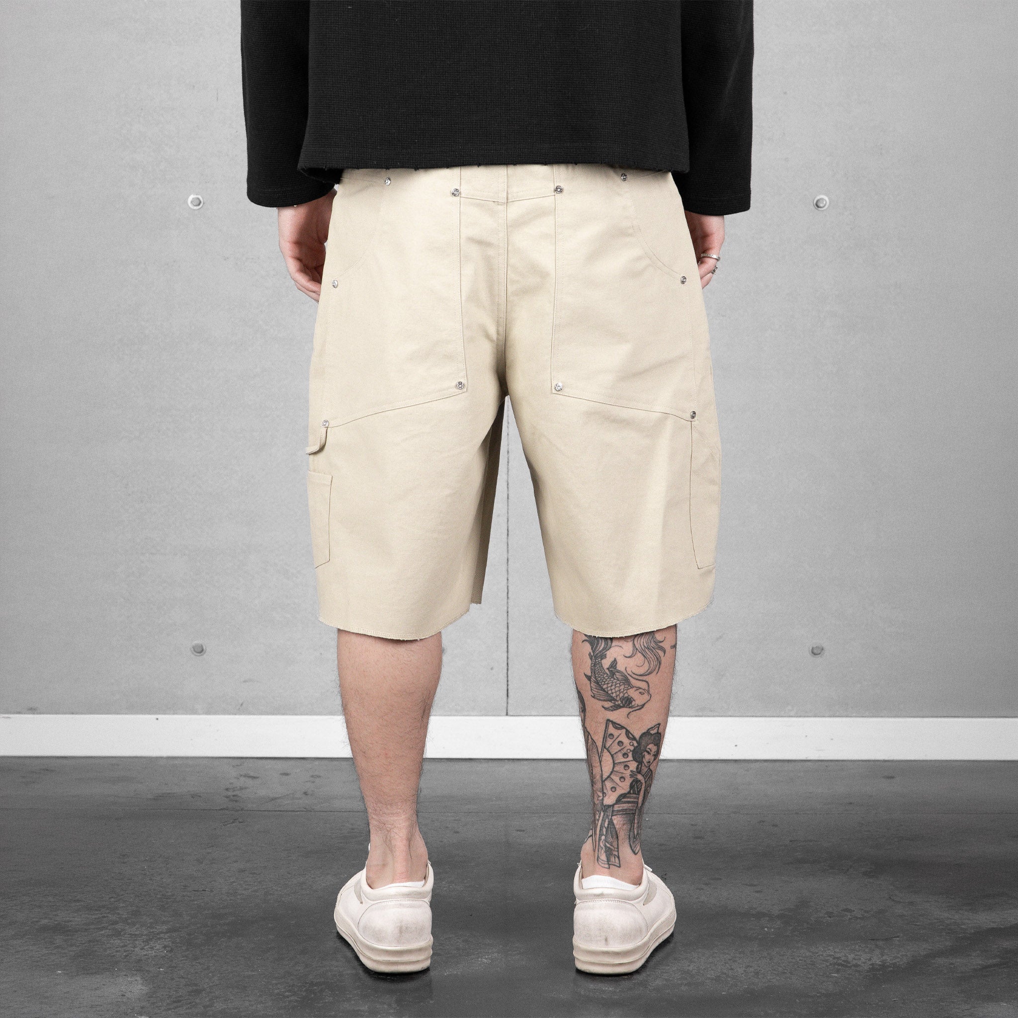 Commons Double Knee Canvas Short Cream - Common Hype