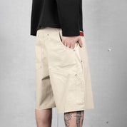 Commons Double Knee Canvas Short Cream - Common Hype