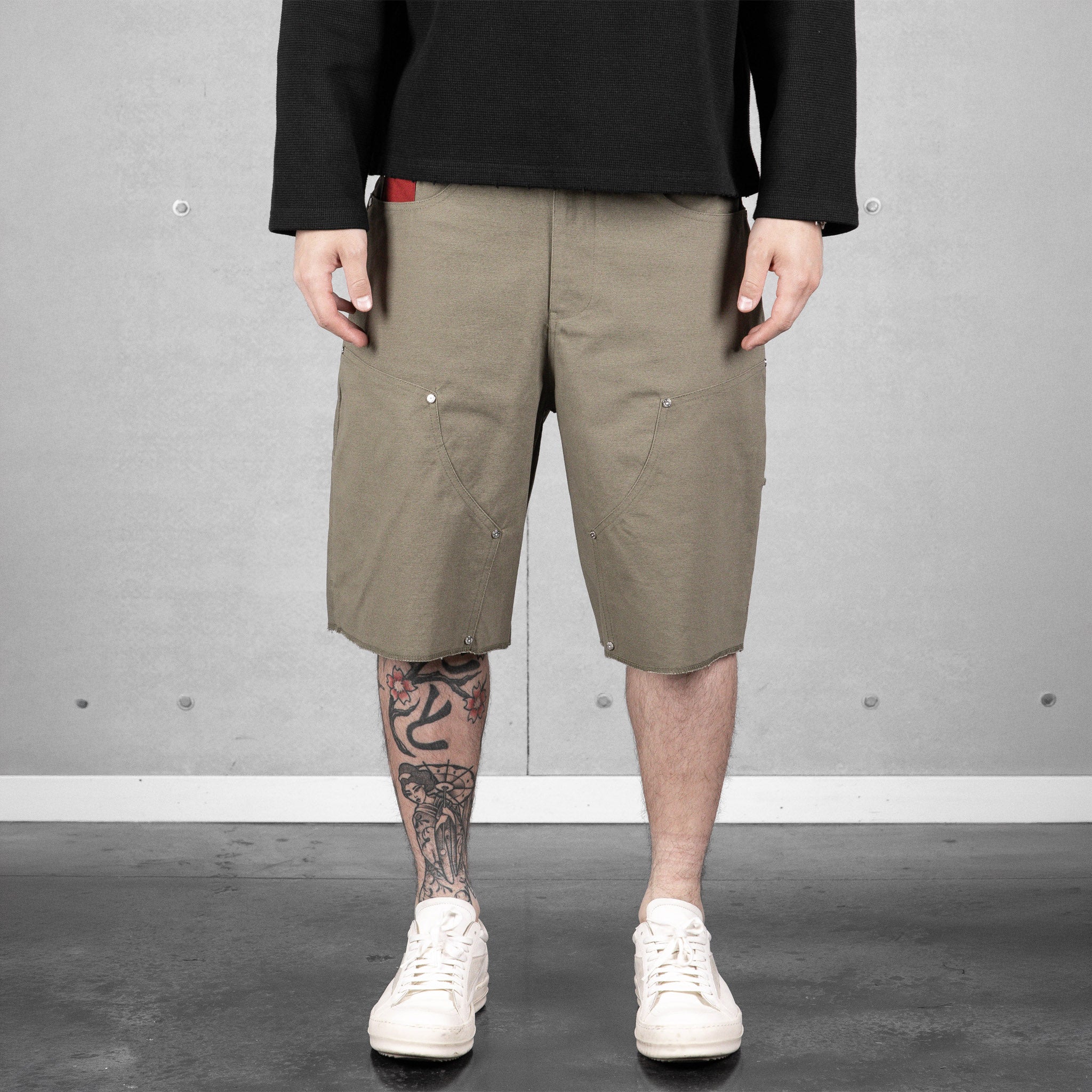 Commons Double Knee Canvas Short Faded Green - Common Hype