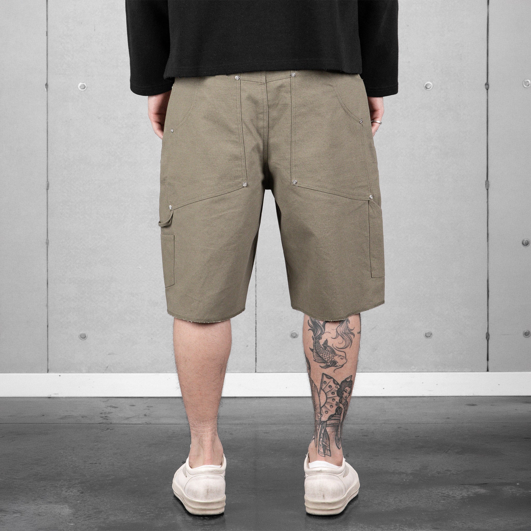 Commons Double Knee Canvas Short Faded Green - Common Hype