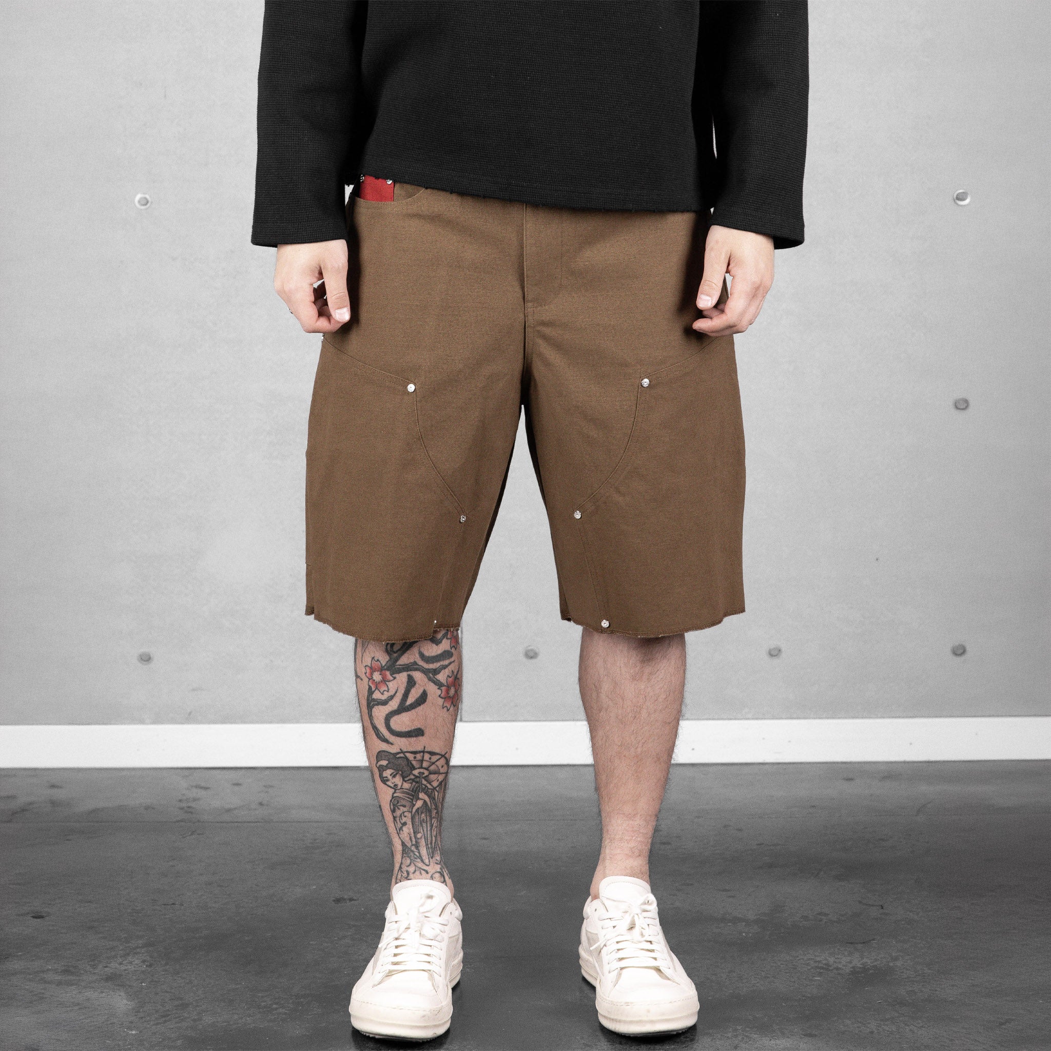 Commons Double Knee Canvas Short Brown - Common Hype