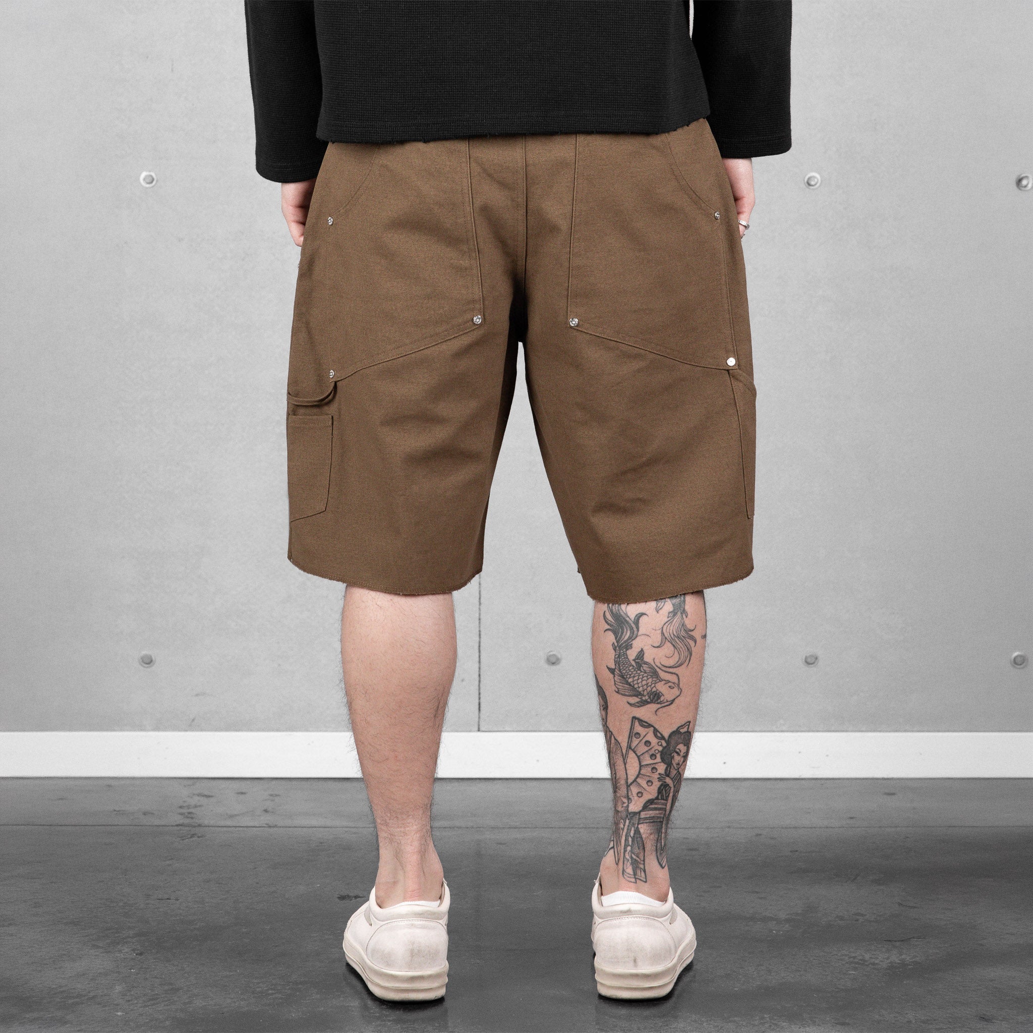 Commons Double Knee Canvas Short Brown - Common Hype