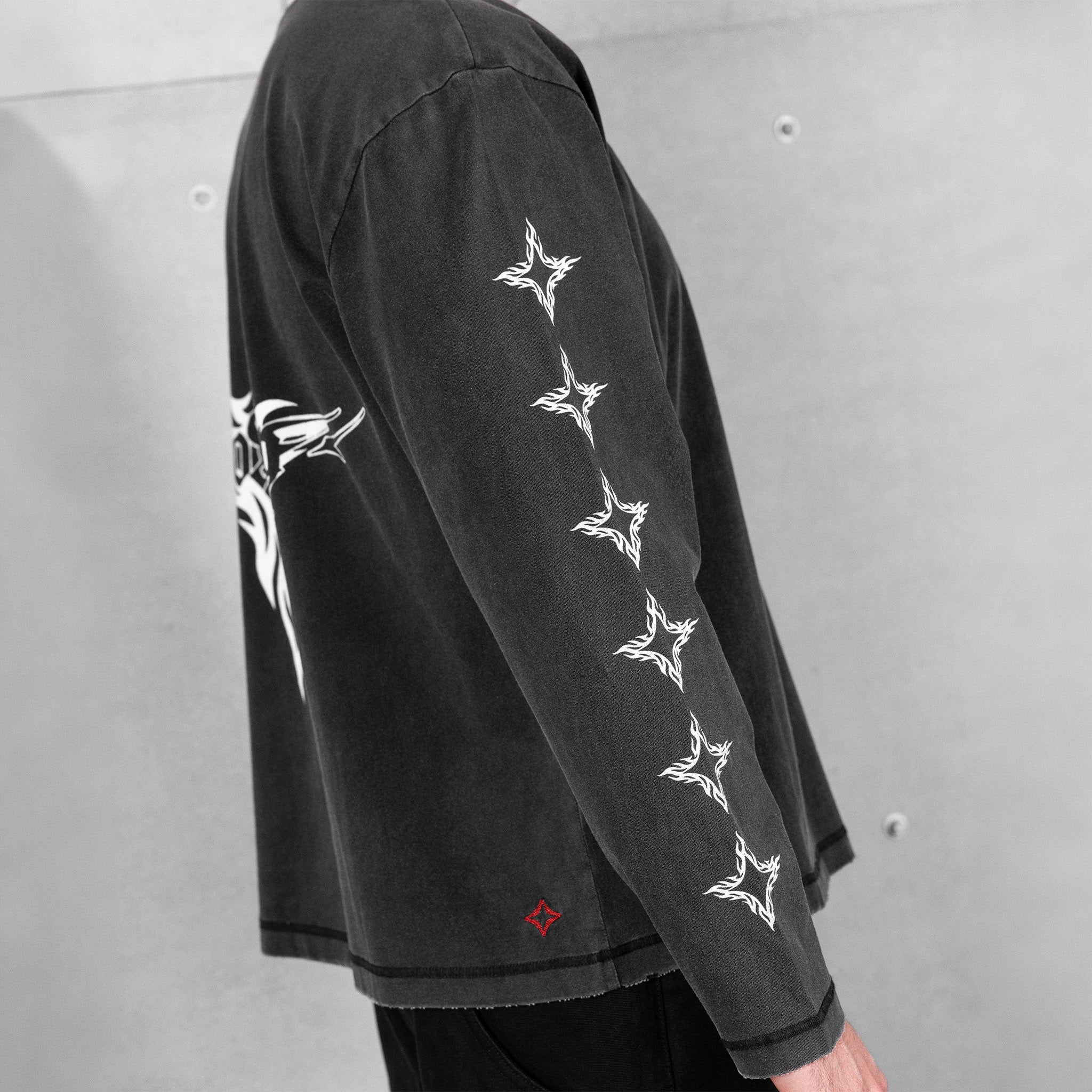 Commons No Mercy Star Long Sleeve Tee Vintage Black - Common Hype
