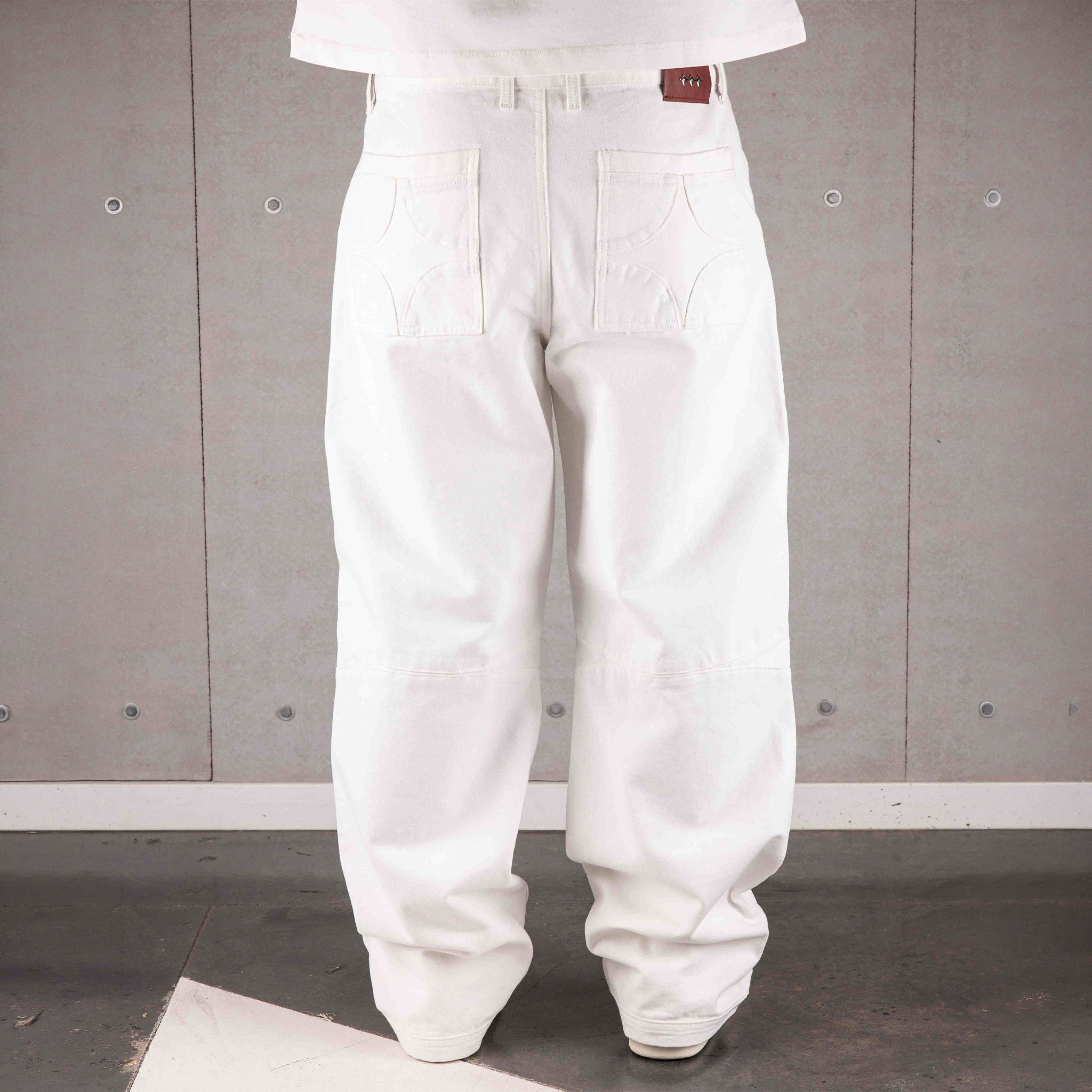 Commons Double Knee Star Denim Pant White - Common Hype