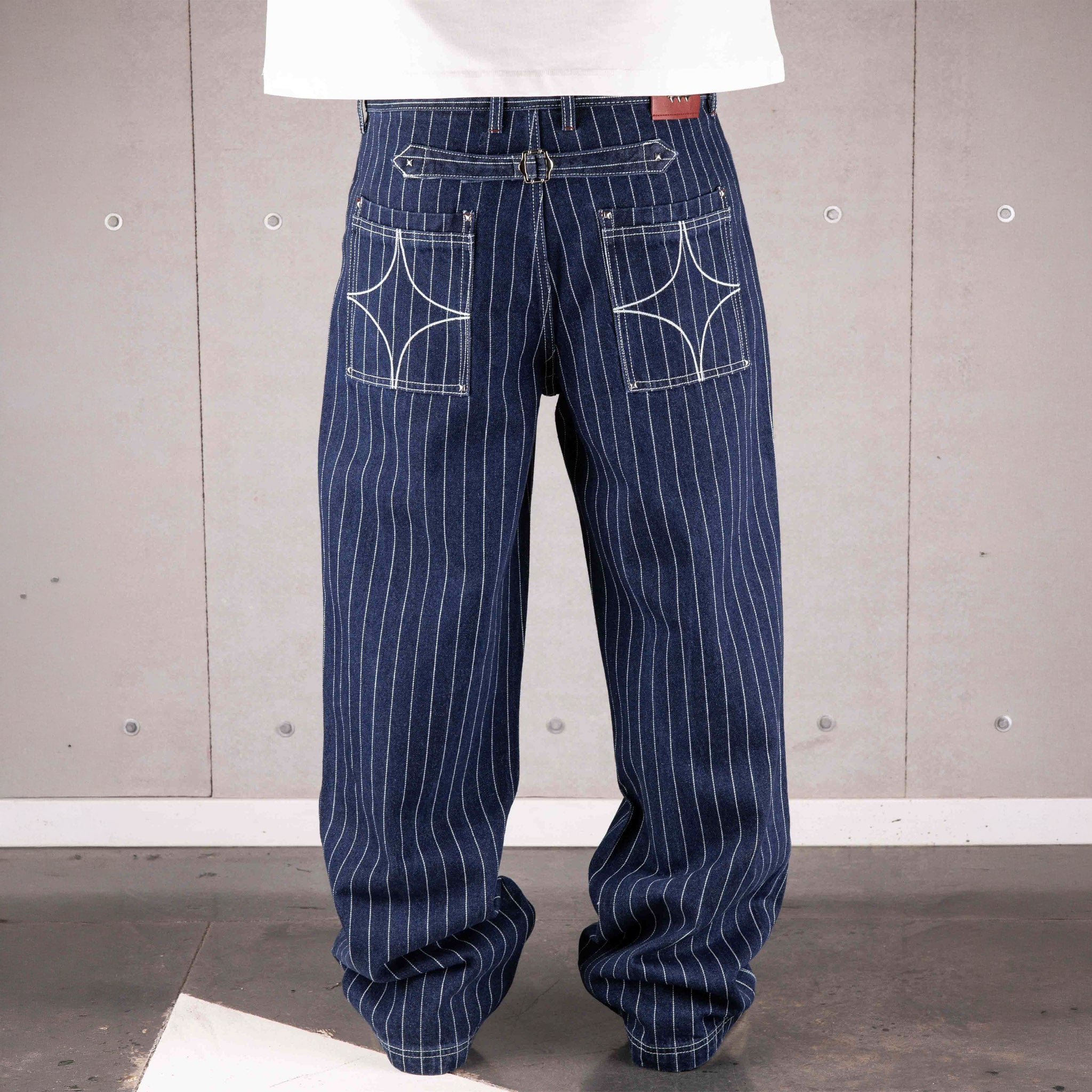 Commons Pinstripe Conductor Denim Pant Midnight Blue - Common Hype