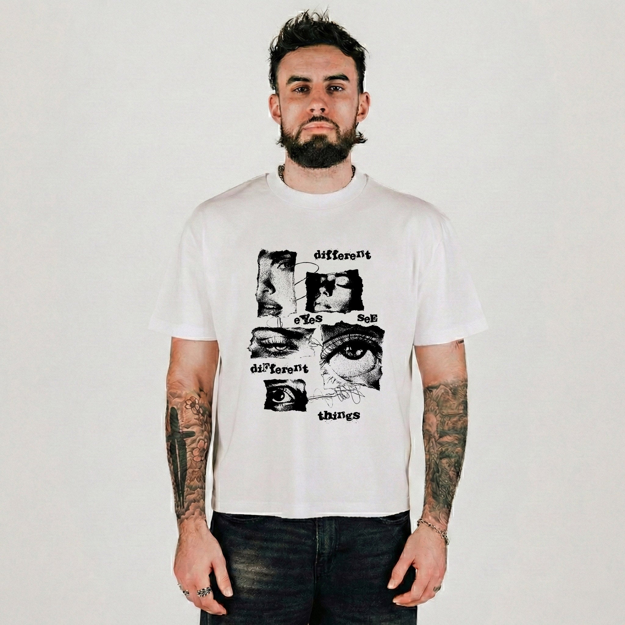 Compliments Different Eyes White Vintage Shirt - Common Hype