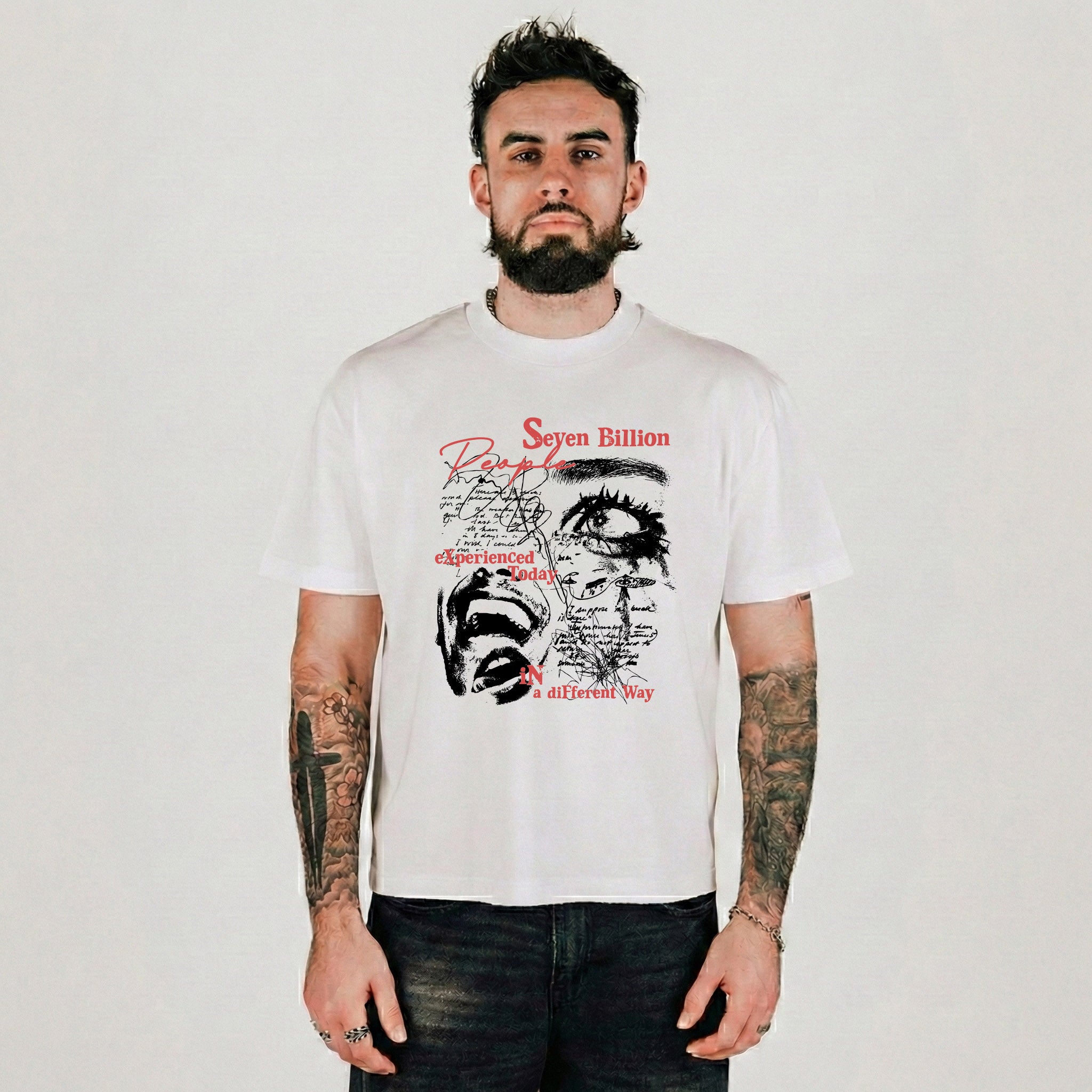 Compliments Seven Billion People White Vintage Shirt - Common Hype