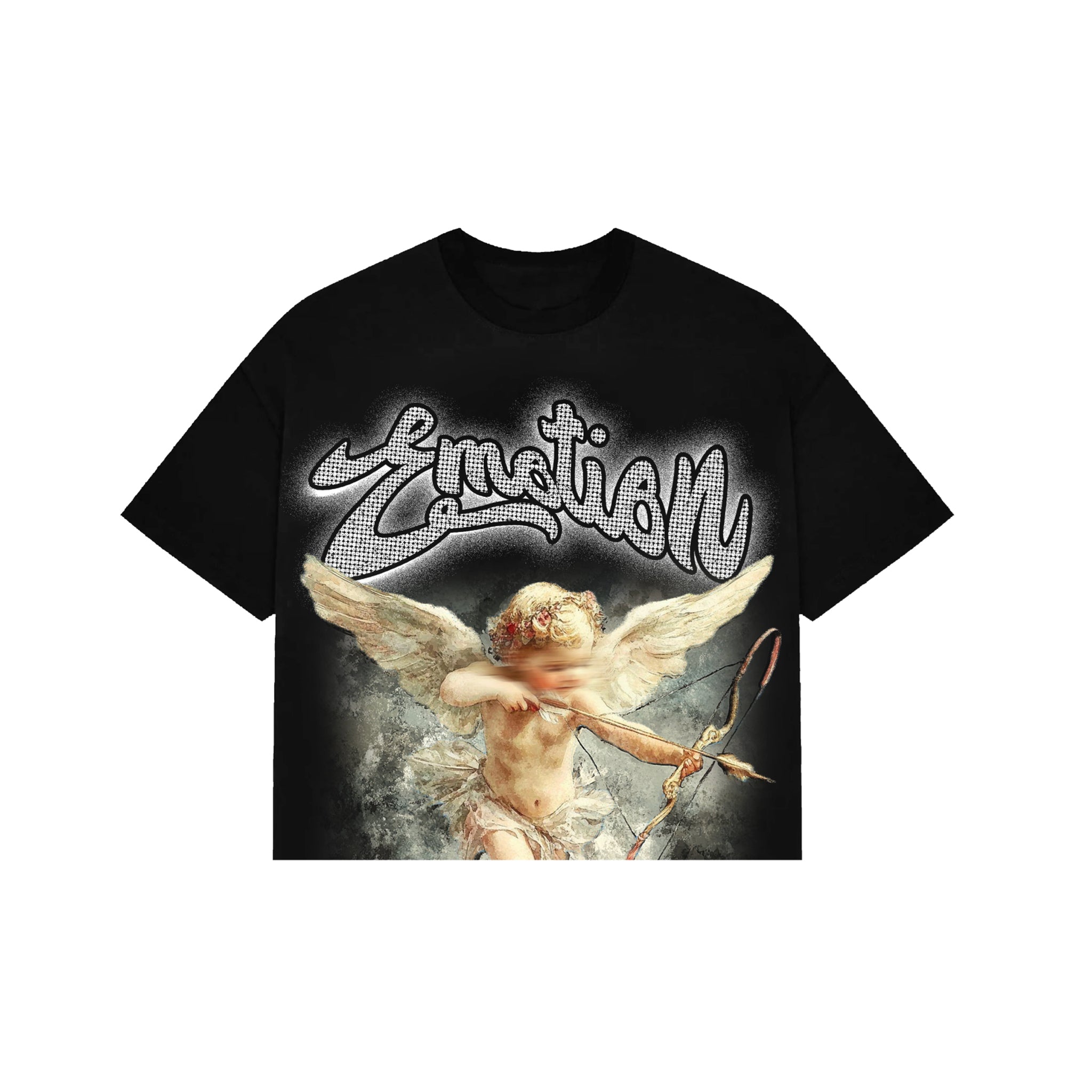 Mixed Emotions Rhinestone Cropped Tee Black - Common Hype