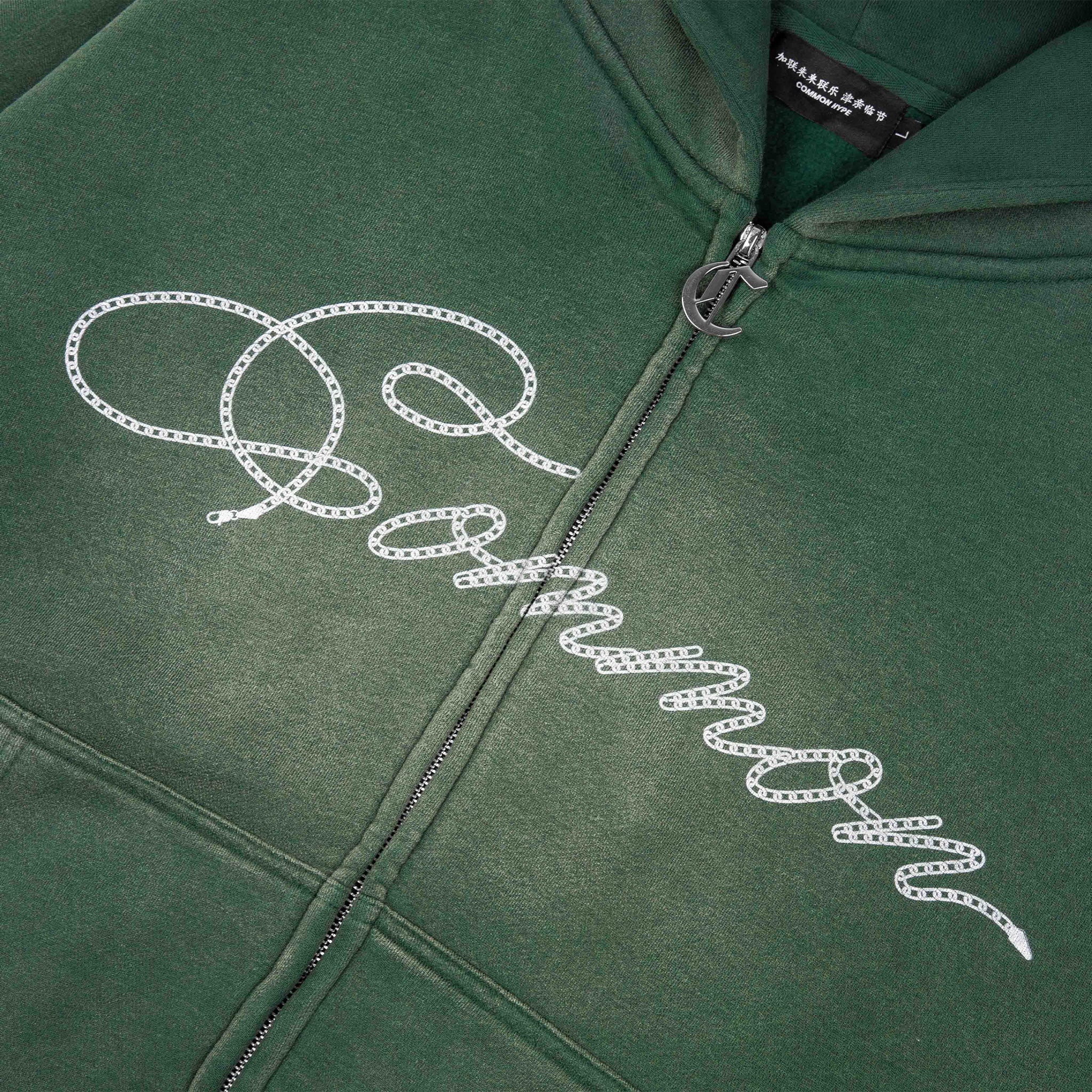 Common Hype Cropped Fleece Zip Up Hoodie Forrest Green - Common Hype