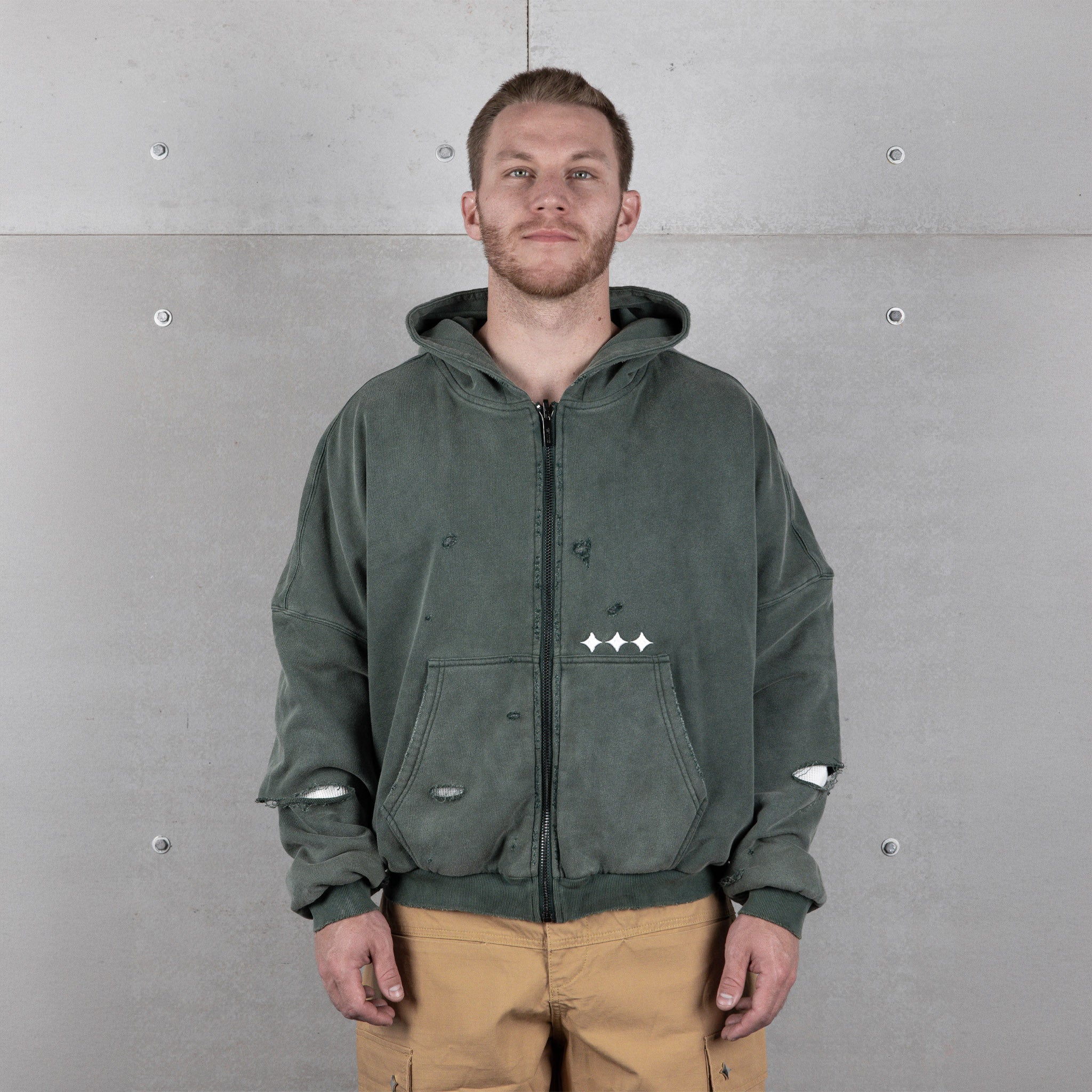 Commons Reversible Thermal Zip Up Faded Green/White - Common Hype