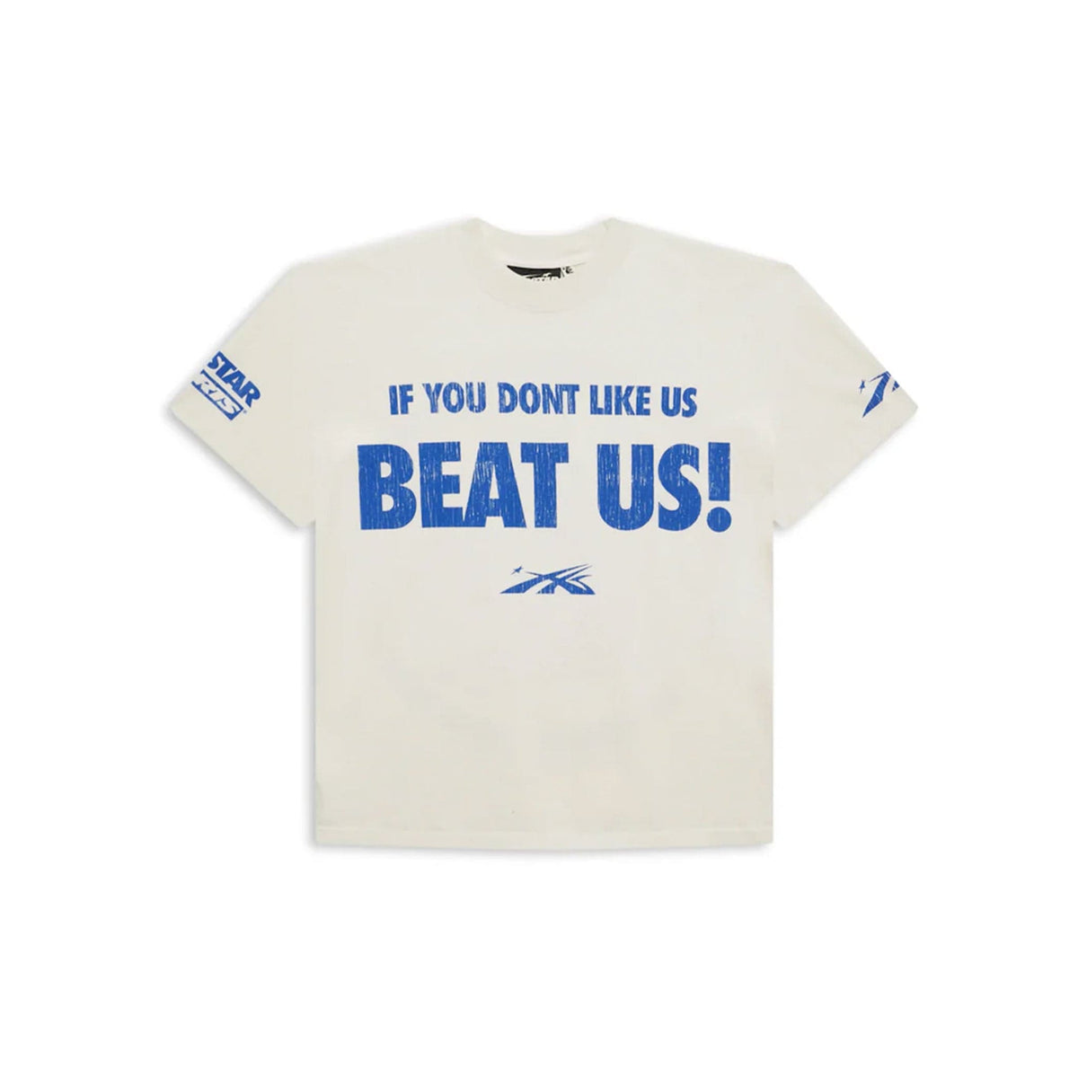 Hellstar Beat Us! T-shirt White/Blue | Common Hype