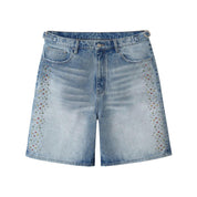 HMDD H Star Crystal Jean Shorts Blue - Common Hype