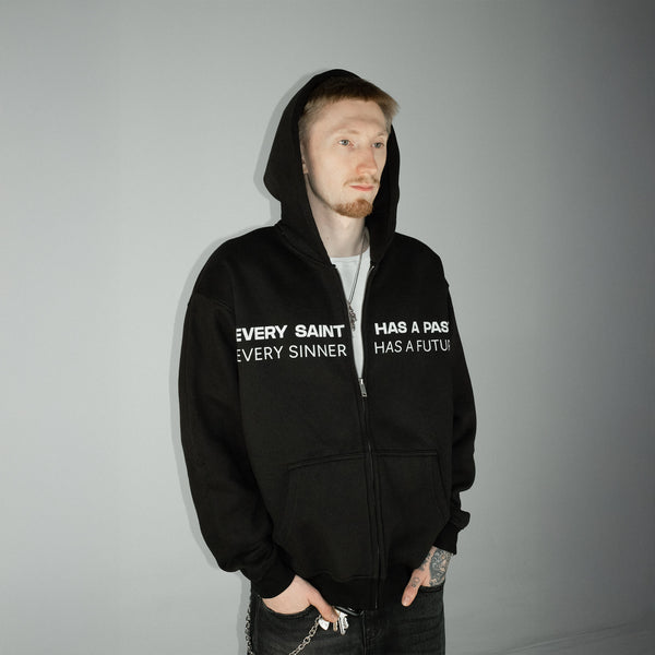 Compliments Sinner & Saint Black Wash Zip-Up H | Common Hype
